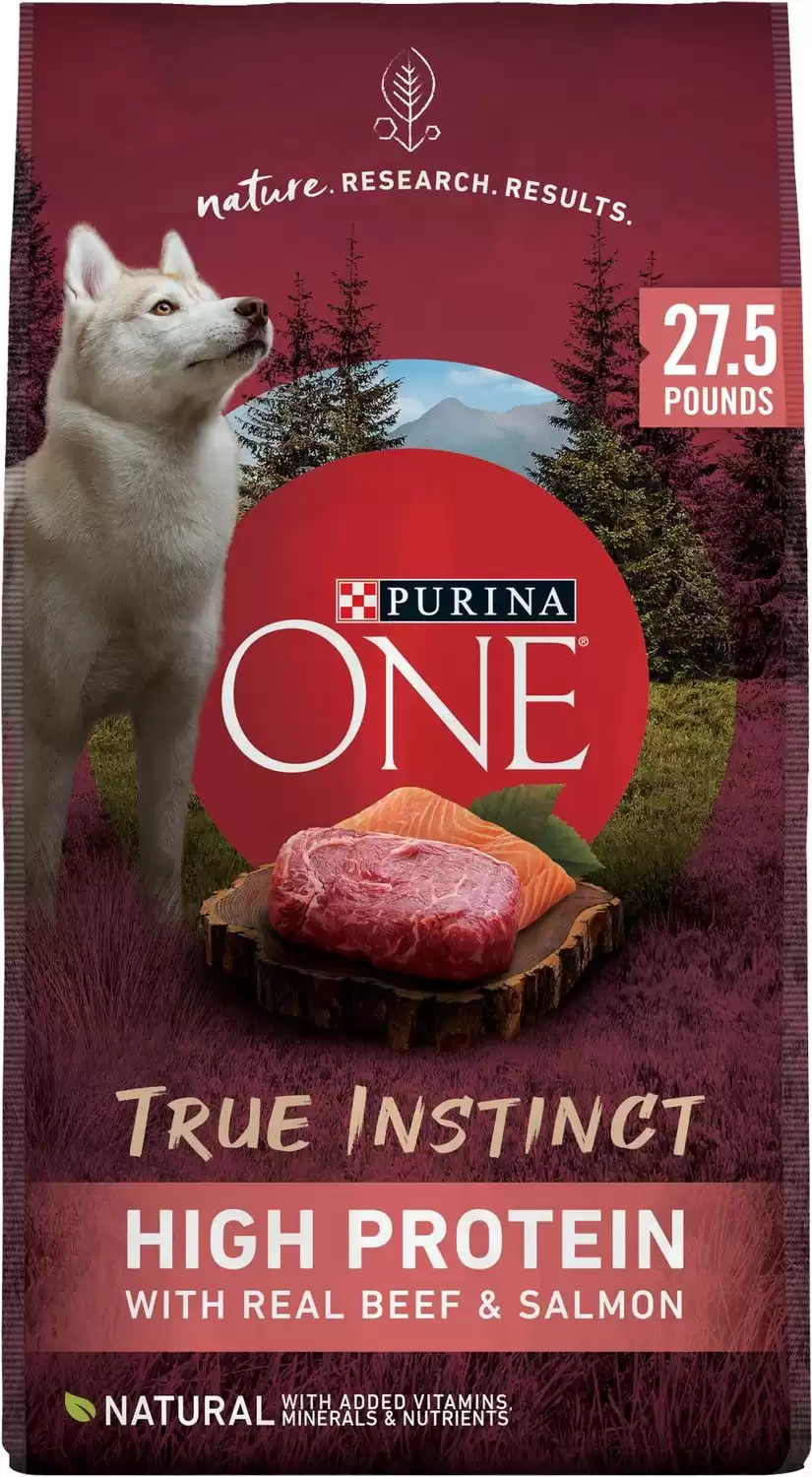 Purina ONE SmartBlend True Instinct Alimento seco natural para perros adultos con alto contenido de proteínas