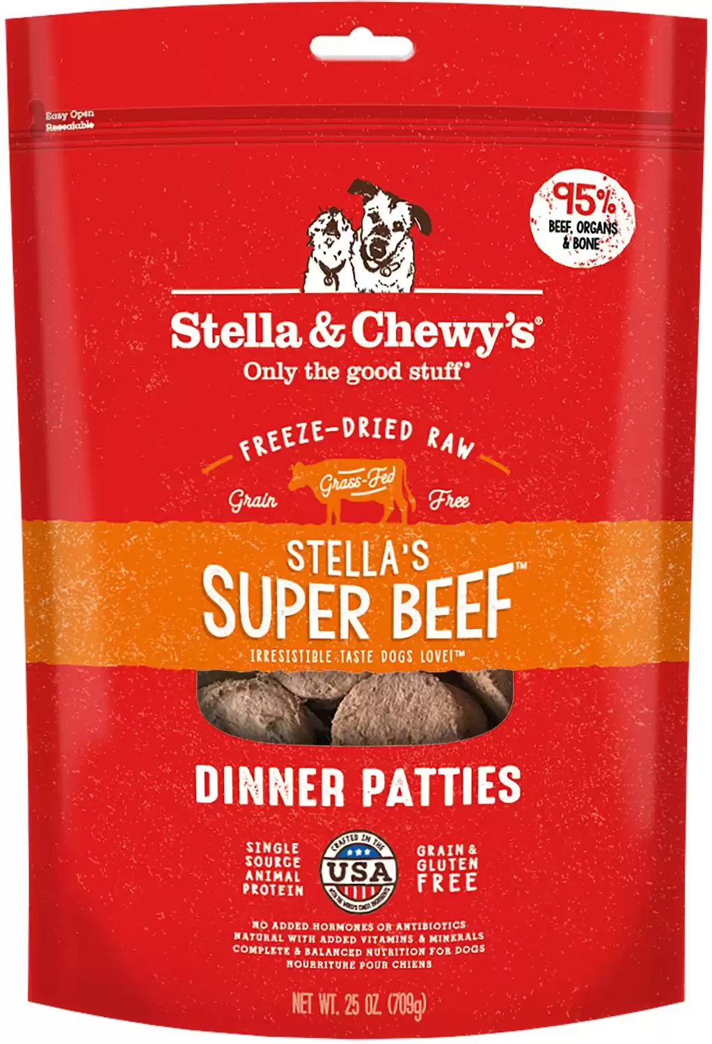 Stella & Chewy's Stella's Super Beef Dinner Patties Comida para perros cruda liofilizada