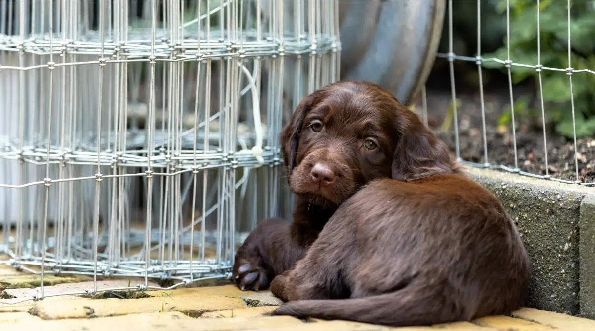 Adorable cachorro de Braco Alemán de pelo largo