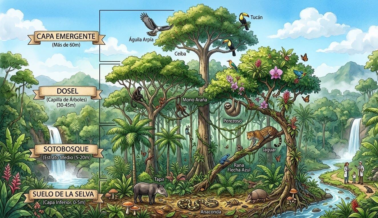 4 Capas De La Selva Tropical